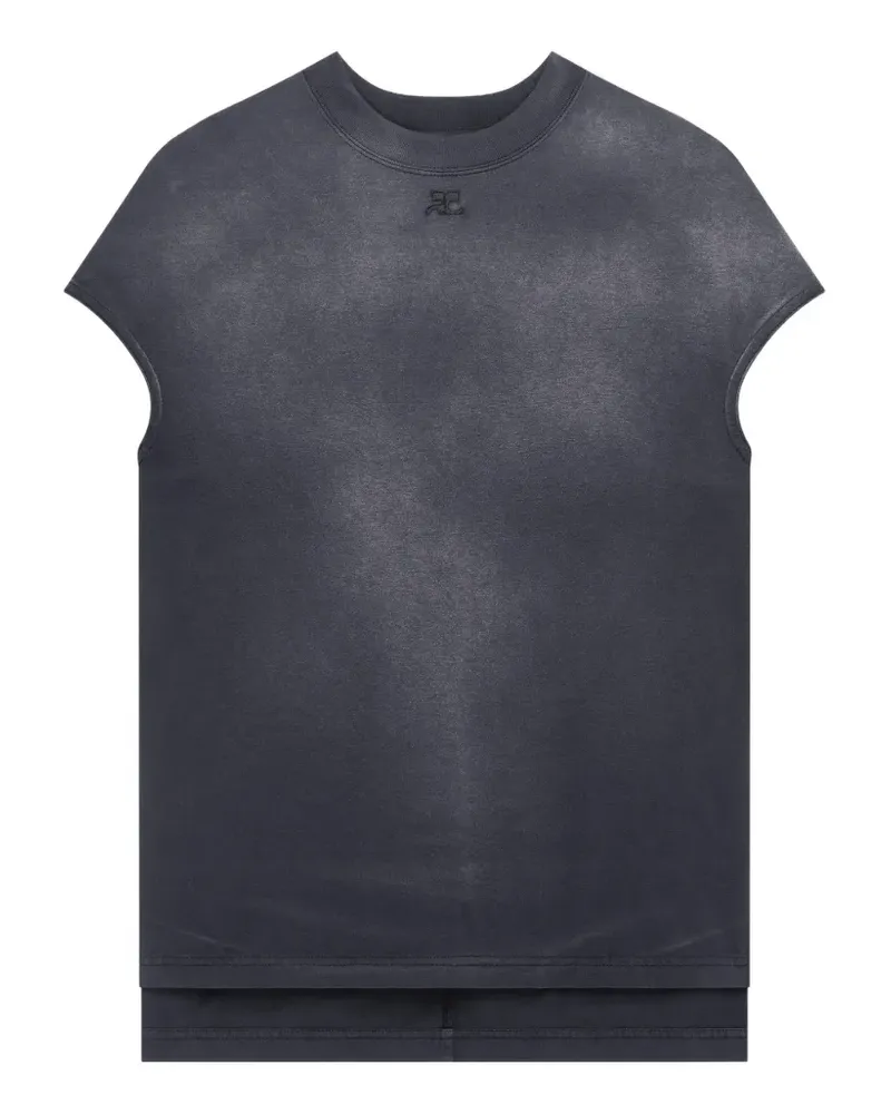 Courrèges T-Shirt mit Logo-Stickerei - Grau Grau
