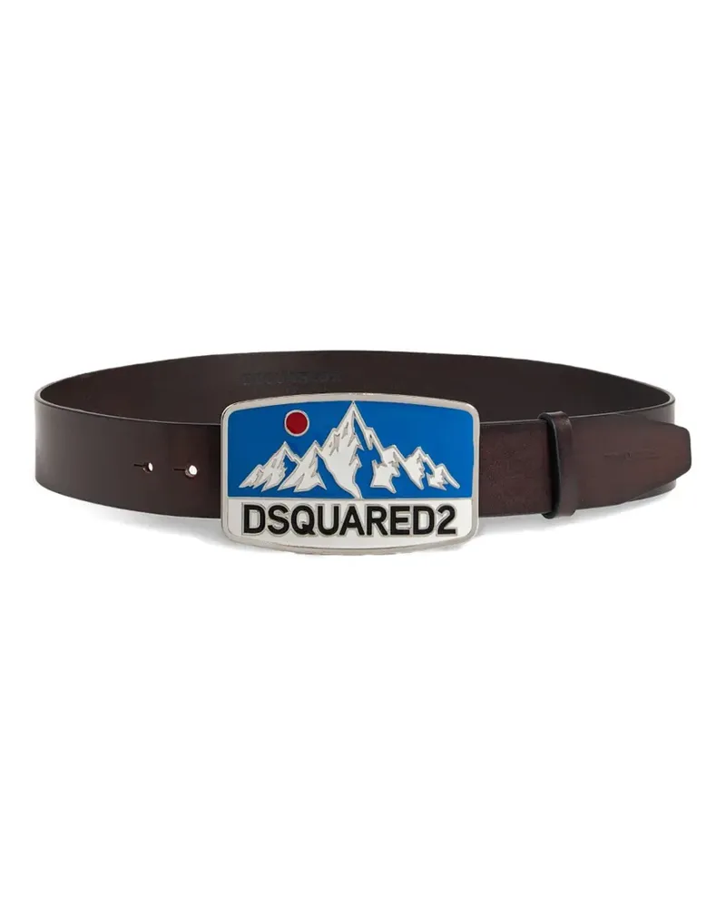 Dsquared2 Ledergürtel mit Logo-Schild - Braun Braun