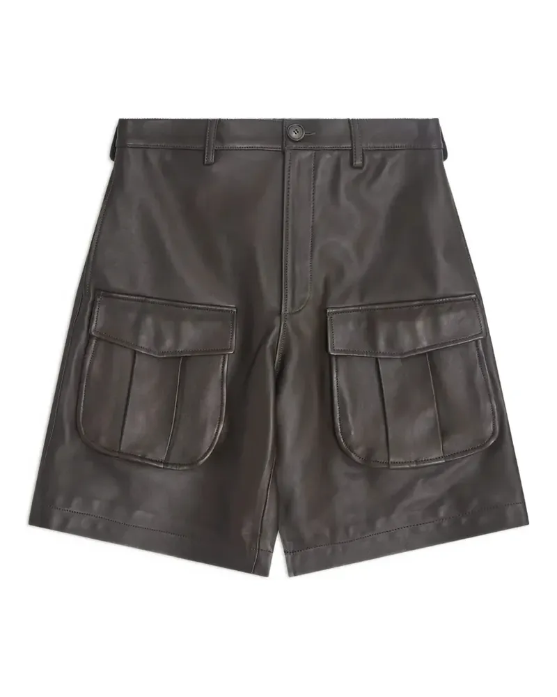 Simone Rocha multi-pocket leather shorts - Braun Braun
