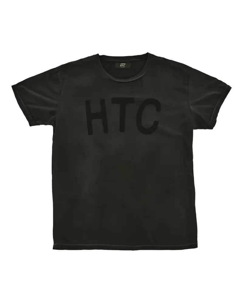 HTC Hollywood Trading Company Ausgeblichenes T-Shirt mit Logo-Print - Schwarz Schwarz