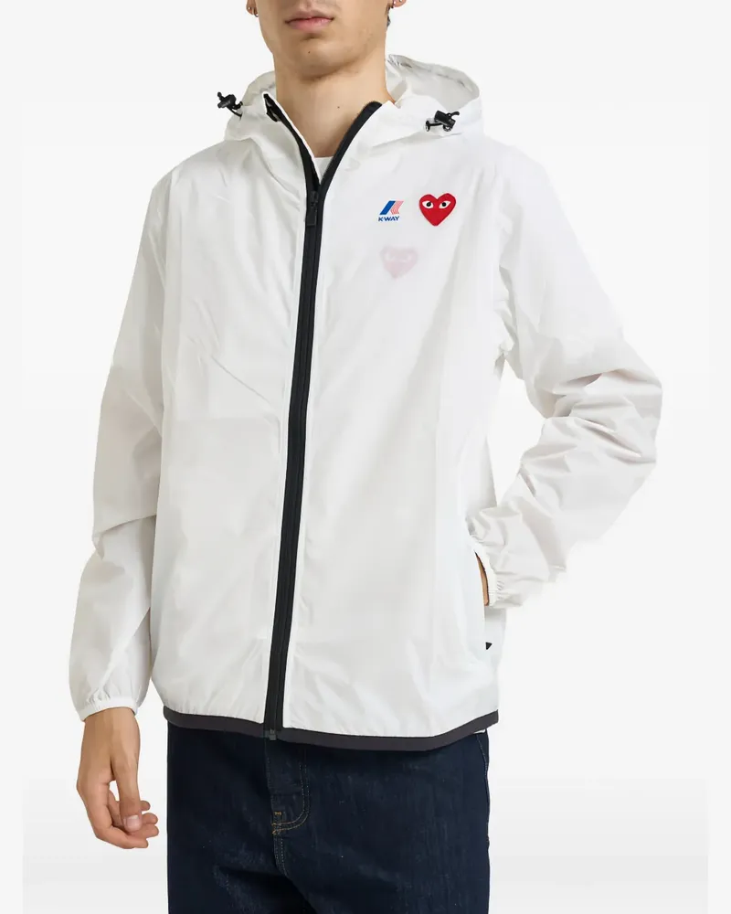Comme des Garçons heart-patch hooded jacket - Weiß Weiß
