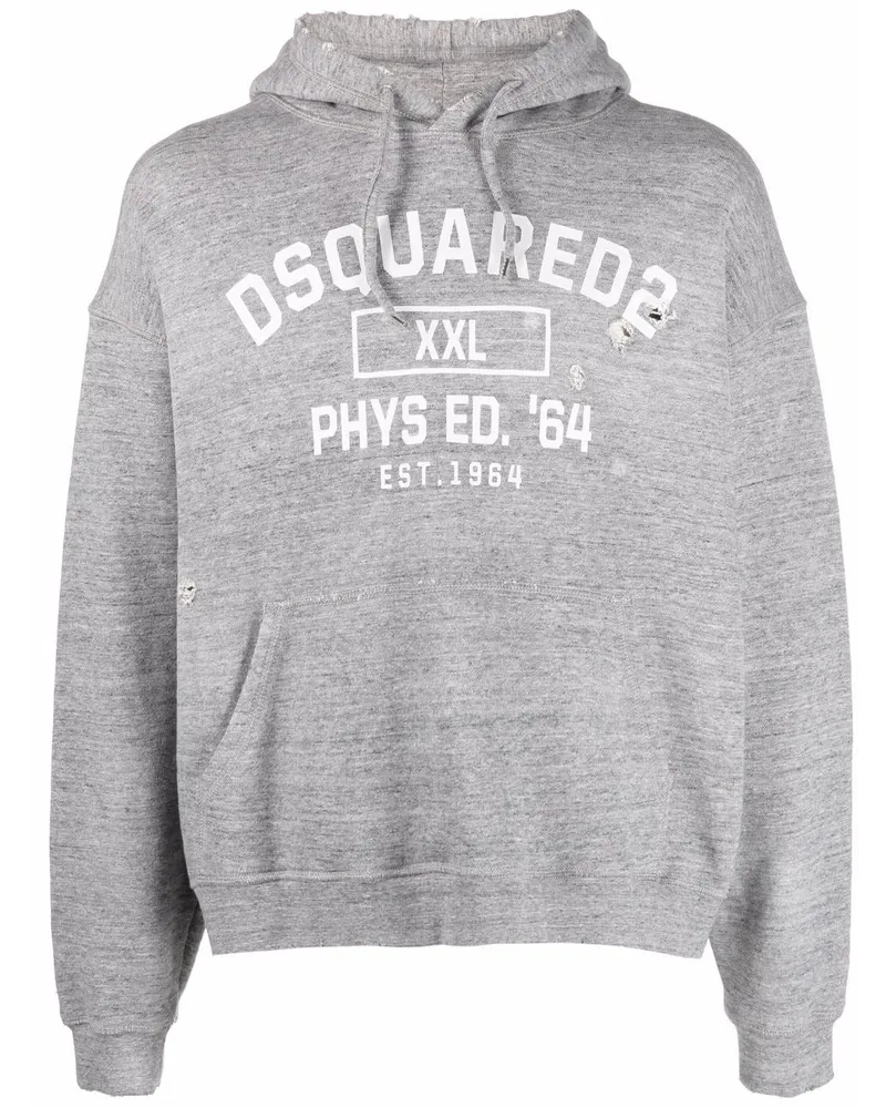 Dsquared2 Hoodie im Distressed-Look - Grau Grau