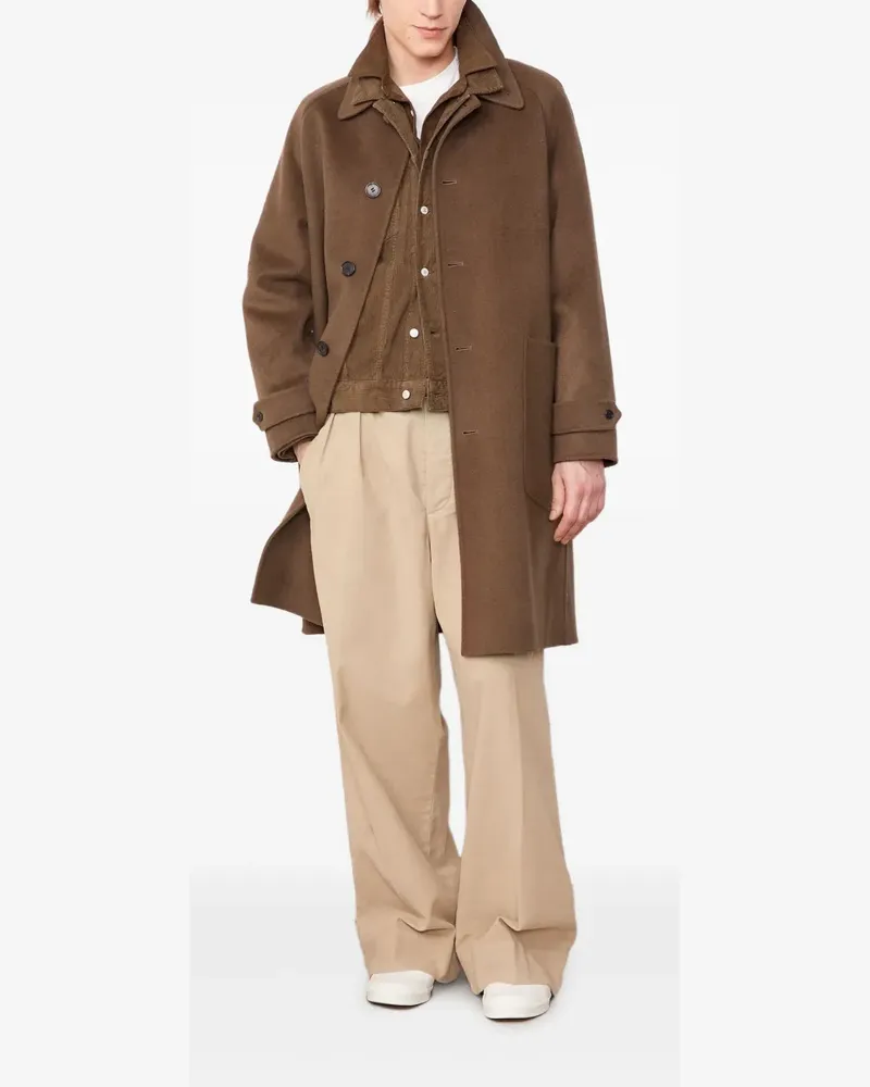 Officine Generale patch-pocket wool coat - Braun Braun