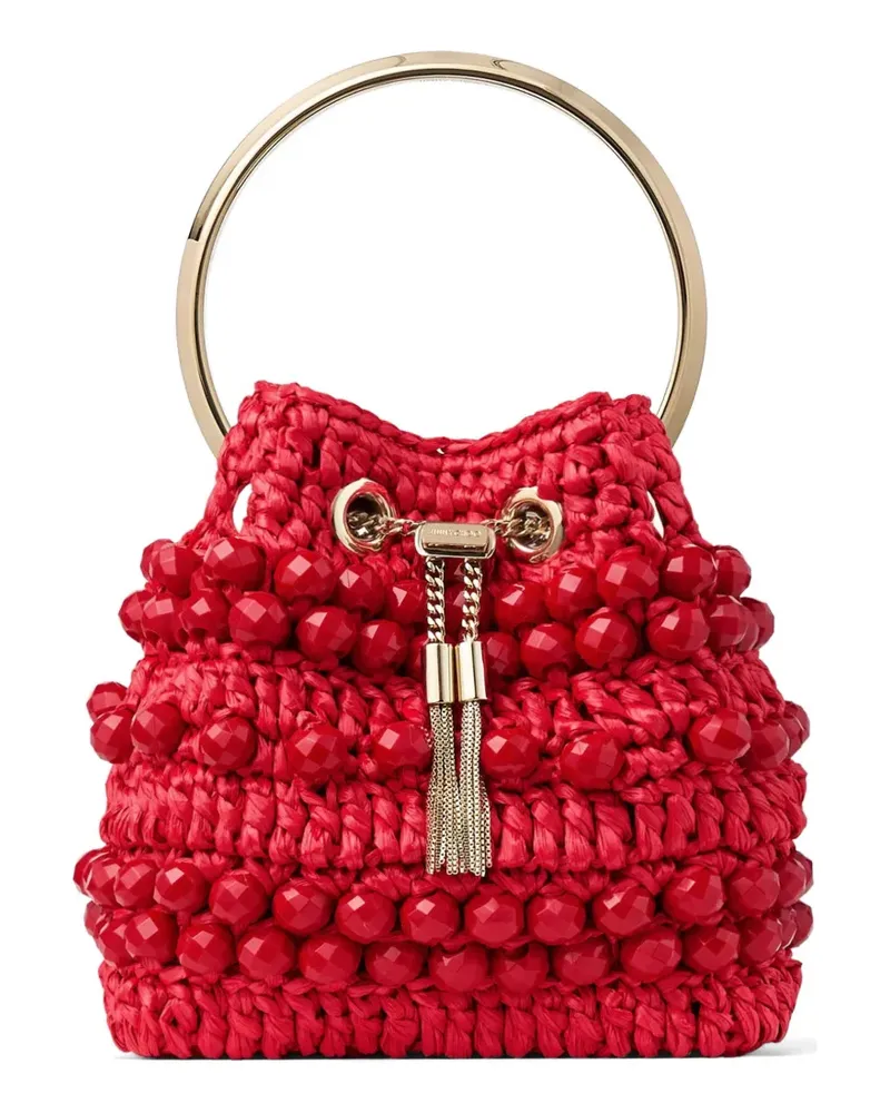 Jimmy Choo beaded handle bucket bag - Rot Rot