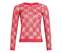 Spitzentop mit Blumenmuster - Rot