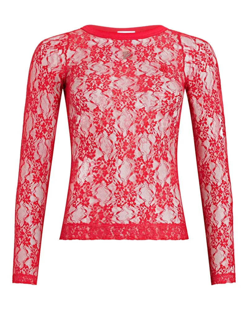 Patou Spitzentop mit Blumenmuster - Rot Rot