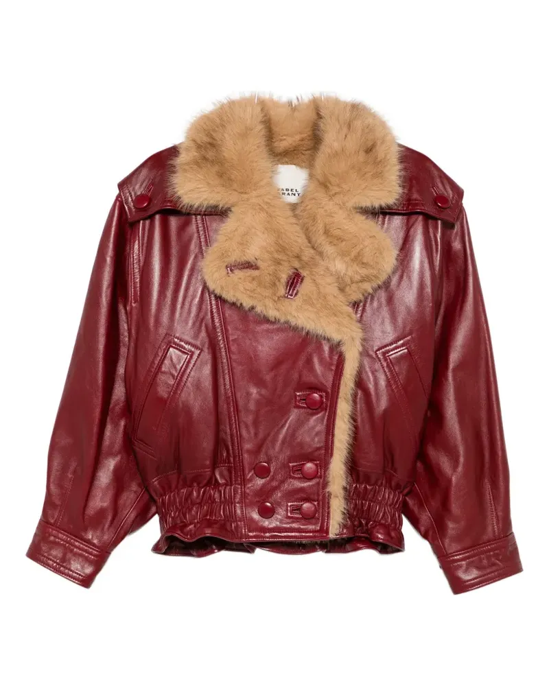 Isabel Marant Valina Lederjacke mit Glanzoptik - Rot Rot