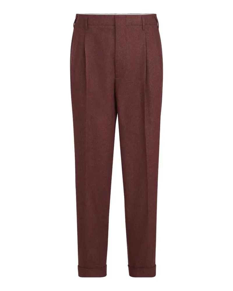 Brunello Cucinelli virgin wool and cashmere flannel trousers with double pleats - Rot Rot