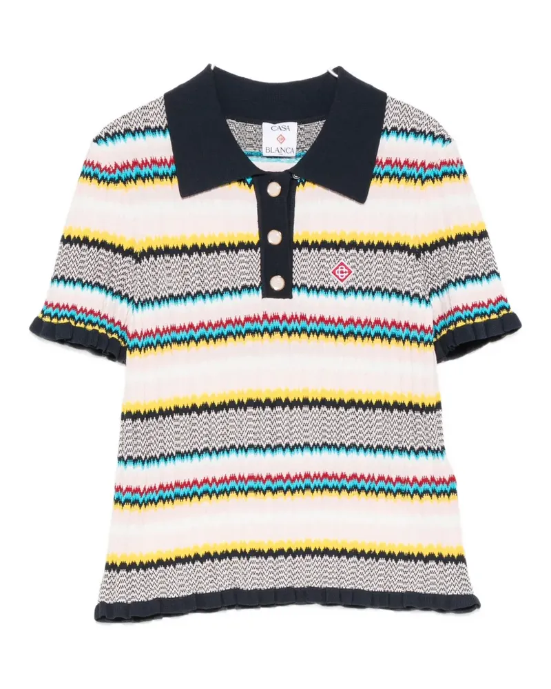 Casablanca Paris chevron-knit polo top - Blau Blau
