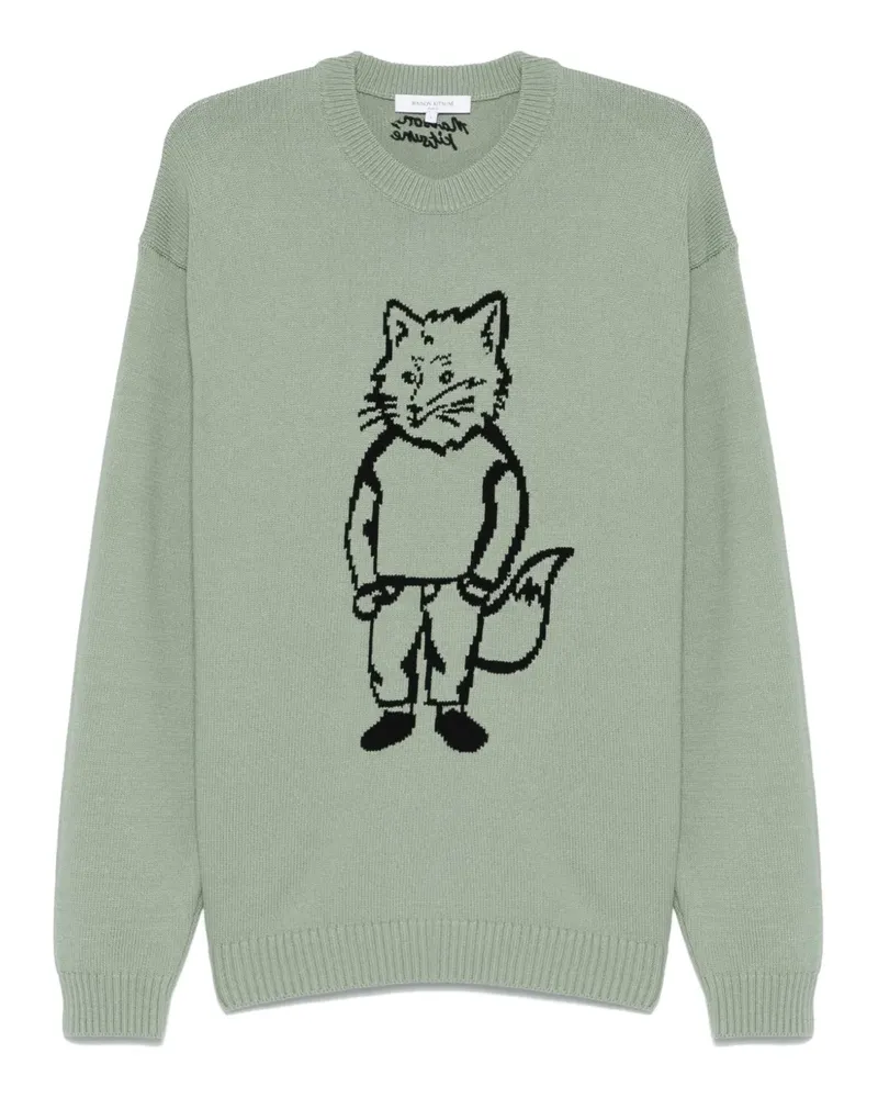 Kitsuné Dressed Fox Intarsien-Pullover - Grün Grün