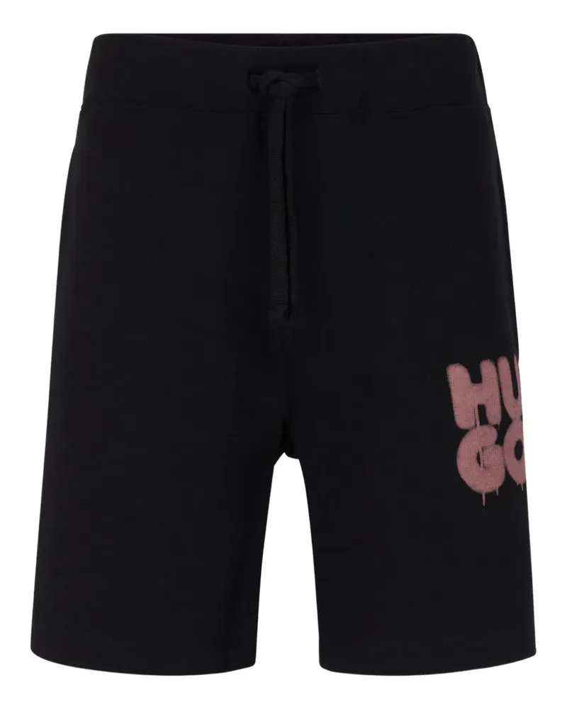 HUGO BOSS Graffiti Logo Shorts mit Kordelzug - Schwarz Schwarz