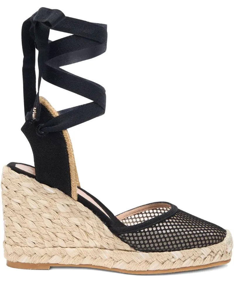 Stuart Weitzman Wedge-Sandalen mit Schnürung - Schwarz Schwarz