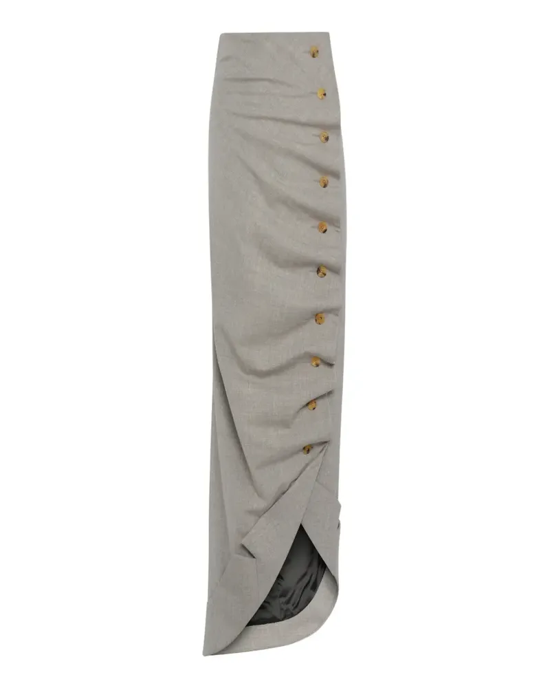 A.W.A.K.E. asymmetric button-down maxi skirt - Grau Grau