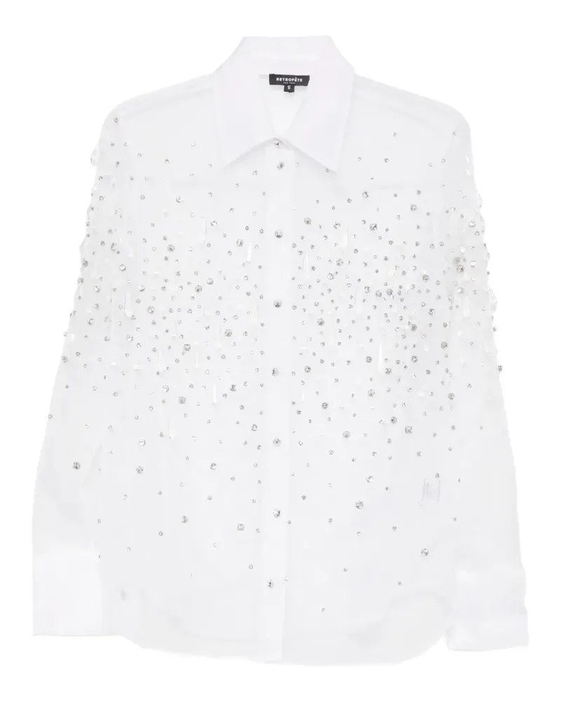Retrofête crystal-embellished sheer shirt - Weiß Weiß