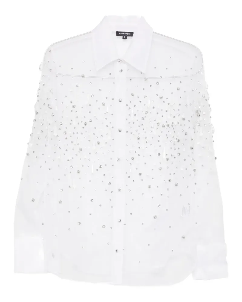 Retrofête crystal-embellished sheer shirt - Weiß Weiß