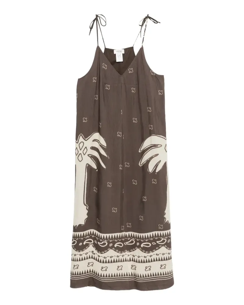 ottod’Ame palm-tree print midi dress - Braun Braun