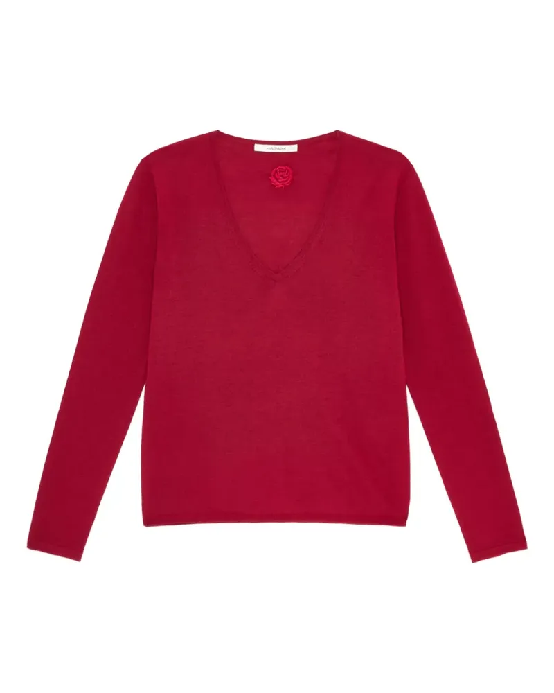 Maliparmi Bestickter Pullover mit V-Ausschnitt - Rot Rot