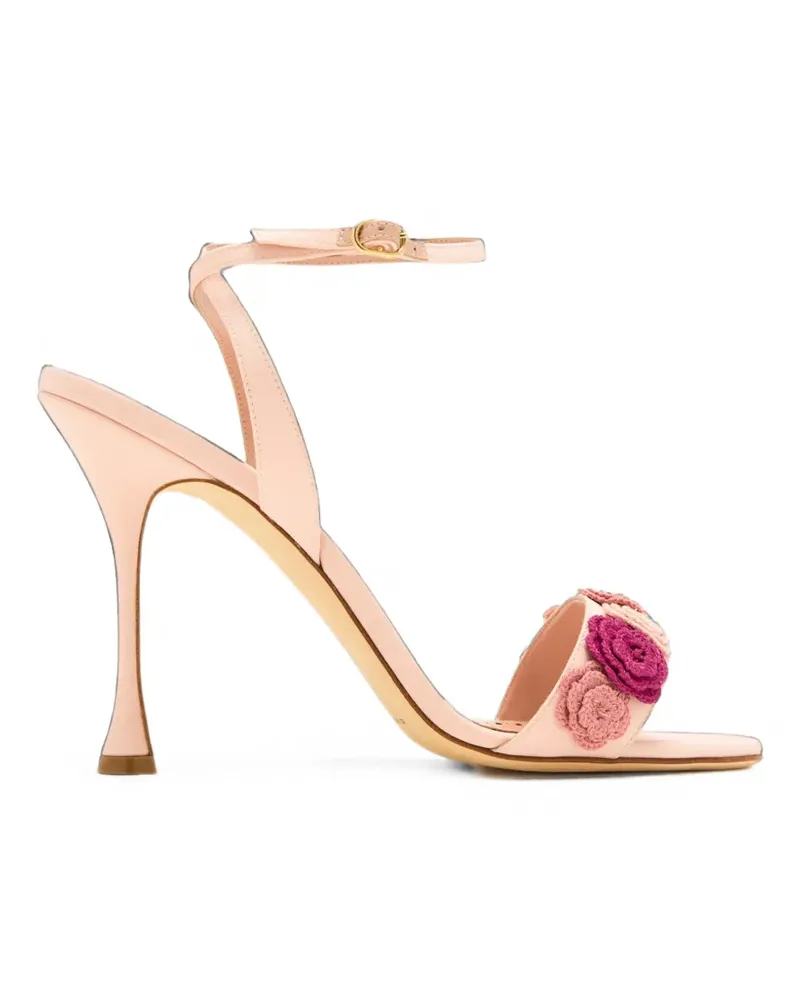 Manolo Blahnik Raosnu floral-applique sandals - Rosa Rosa