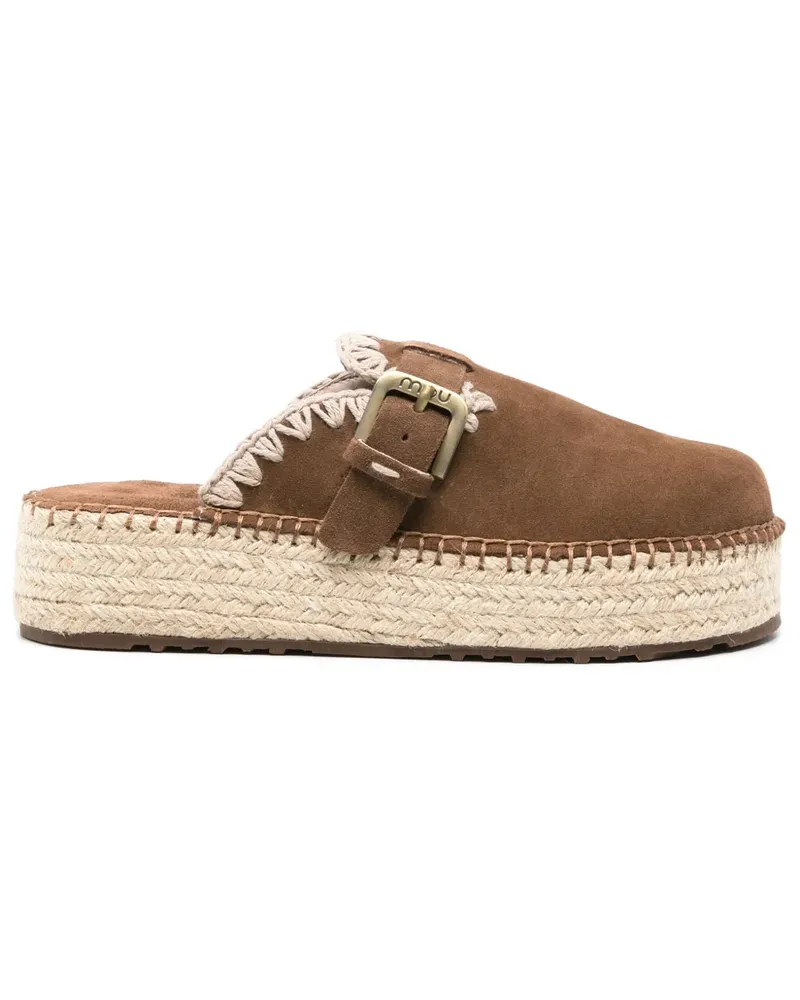 Mou Flatform-Mules mit Ziernähten - Braun Braun