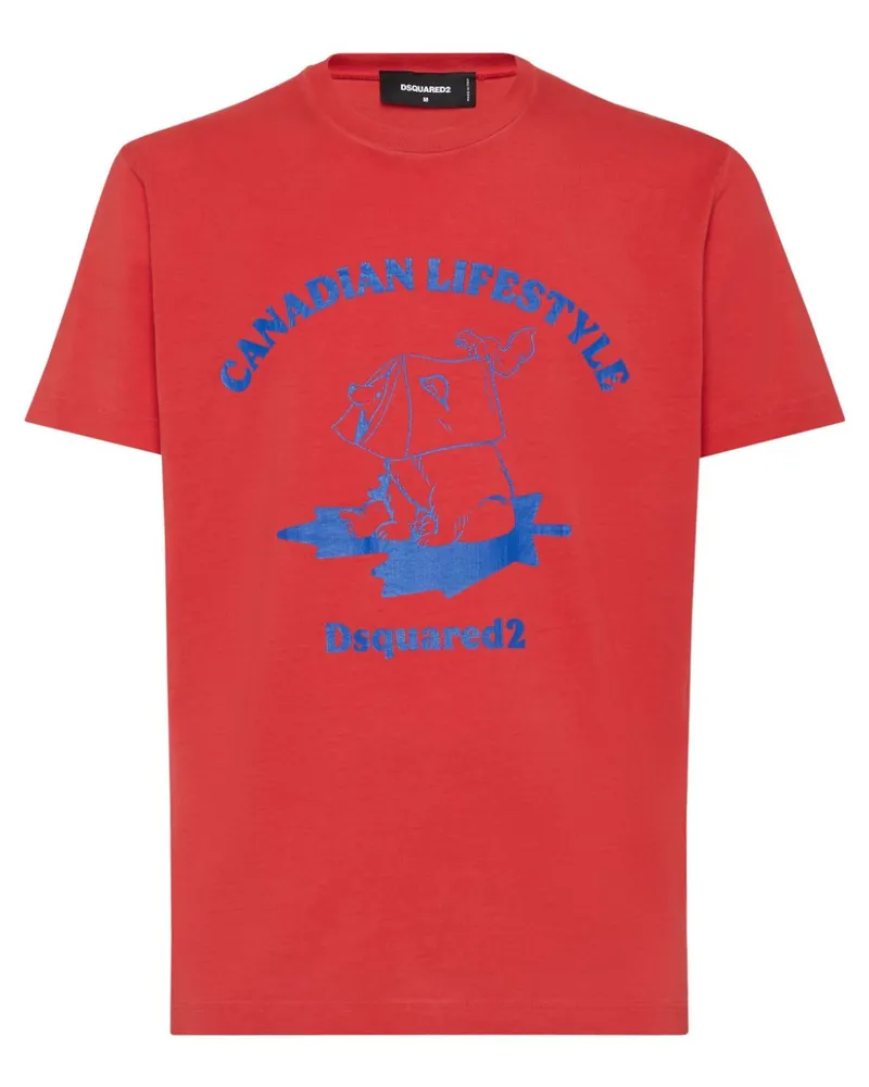 Dsquared2 T-Shirt mit grafischem Print - Rot Rot