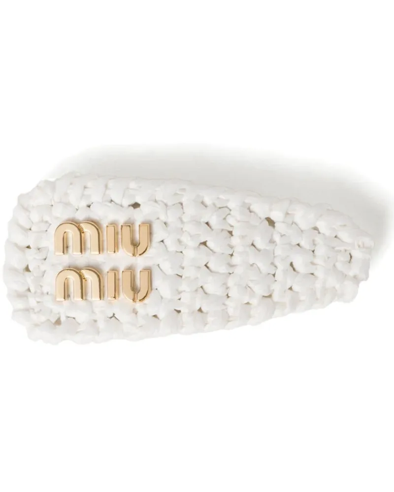 Miu Miu Haarspange mit Logo - Weiß Weiß