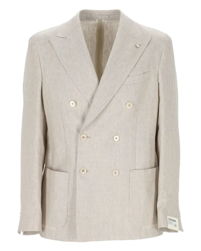 Luigi Bianchi Mantova double-breasted linen blazer - Nude Nude