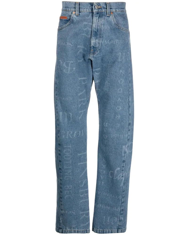 Martine Rose Straight-Leg-Jeans mit Print - Blau Blau