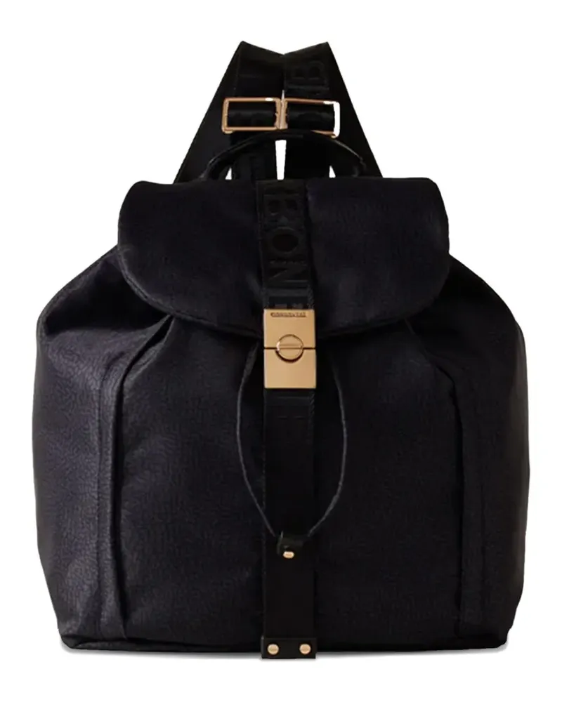 Borbonese Mittelgroßer Fold Zaino Rucksack - Schwarz Schwarz