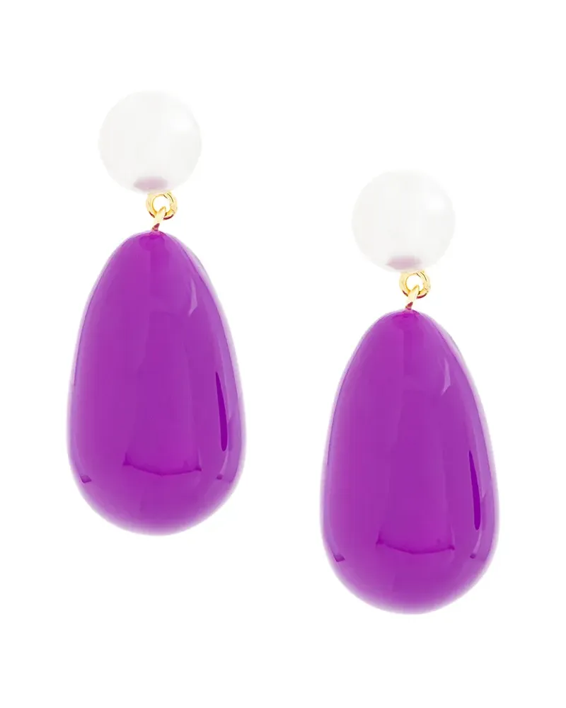 Eshvi Hängeohrringe mit Perle - Violett Violett