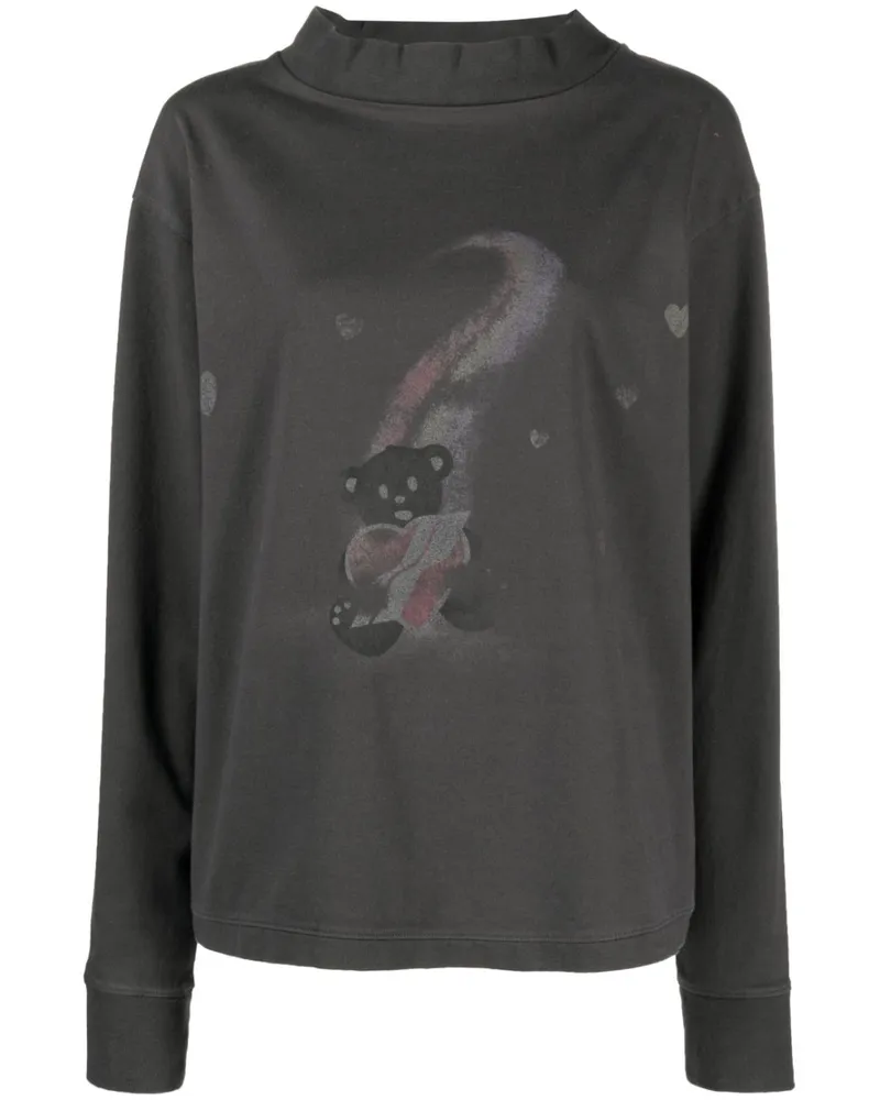 WE 11 DONE Langarmshirt mit grafischem Print - Grau Grau