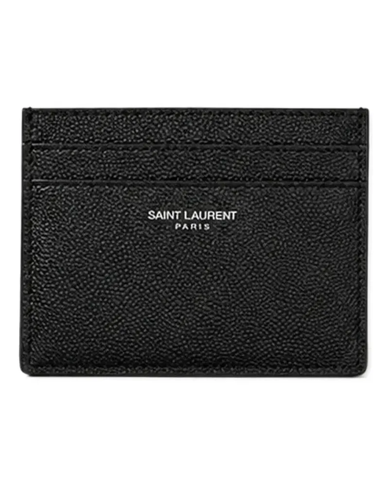 Saint Laurent Paris pebbled-leather card holder - Schwarz Schwarz