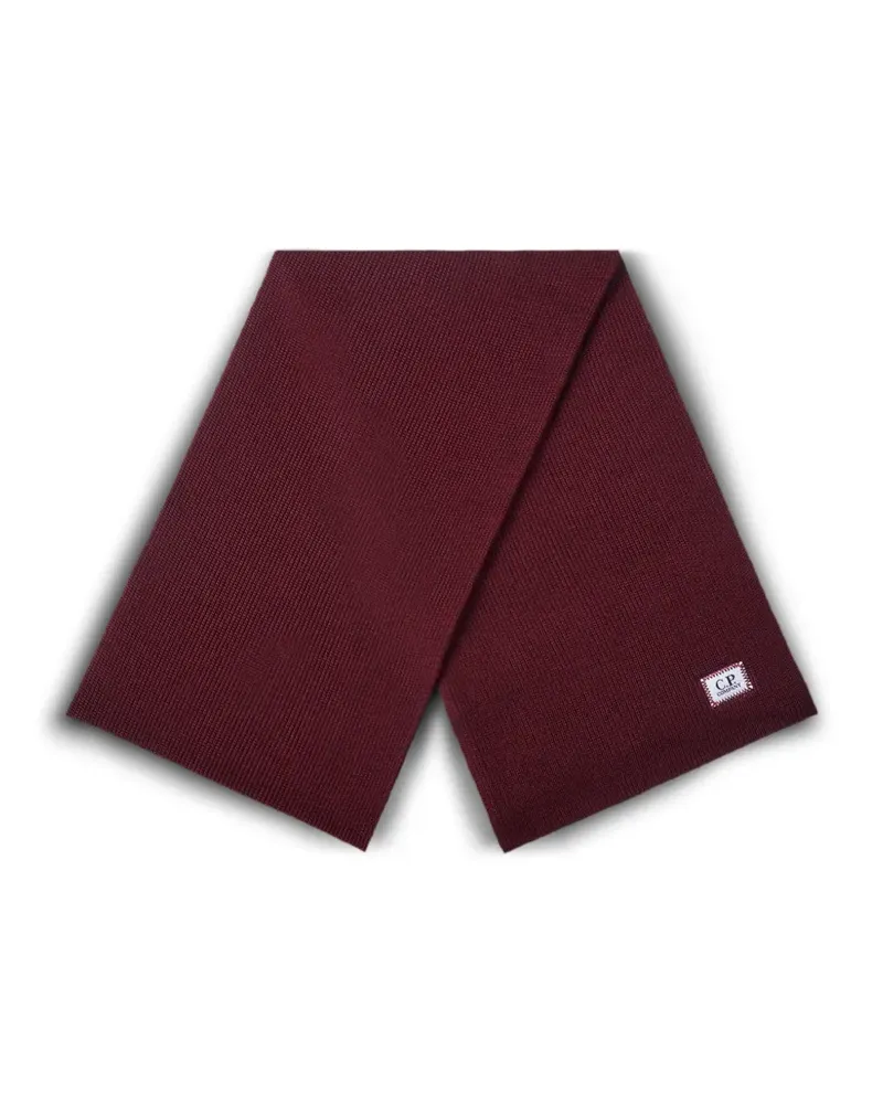 C.P. Company Gerippter Schal mit Logo-Patch - Rot Rot