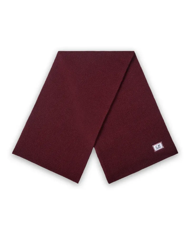 C.P. Company Gerippter Schal mit Logo-Patch - Rot Rot
