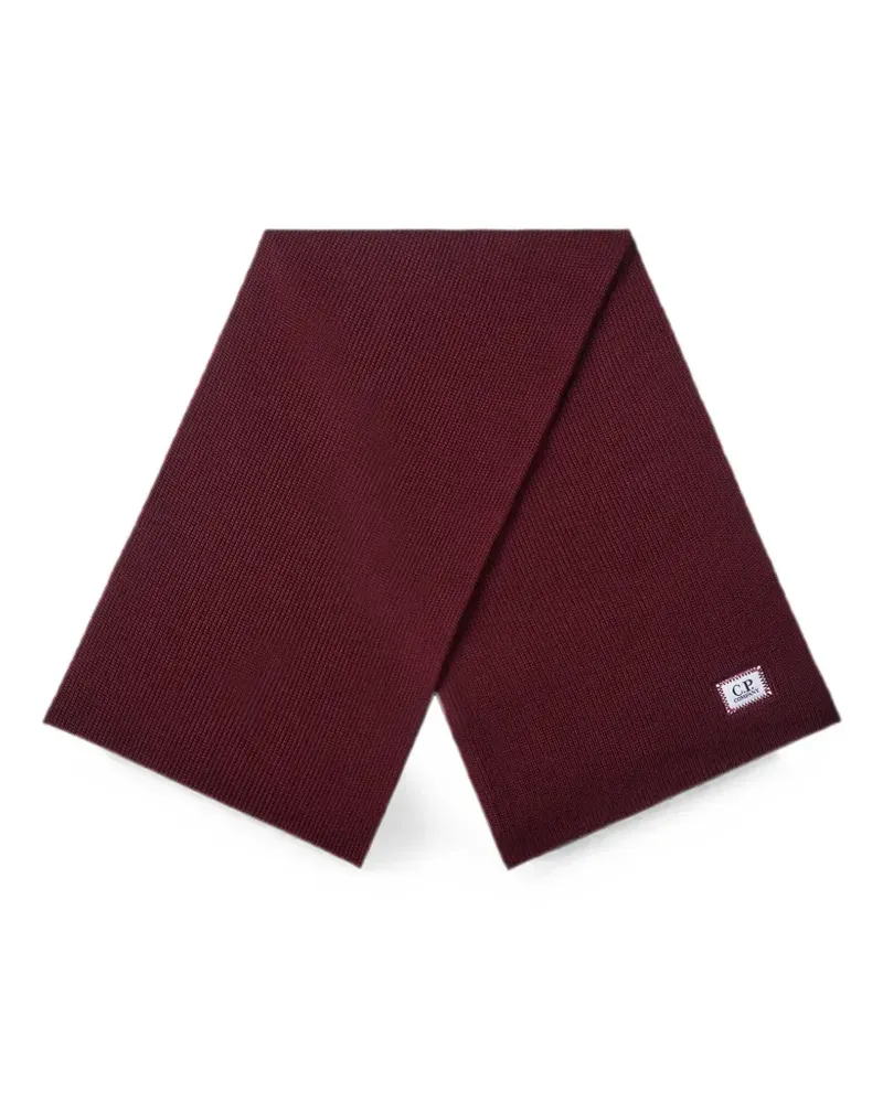 C.P. Company ribbed-knit logo-patch scarf - Rot Rot