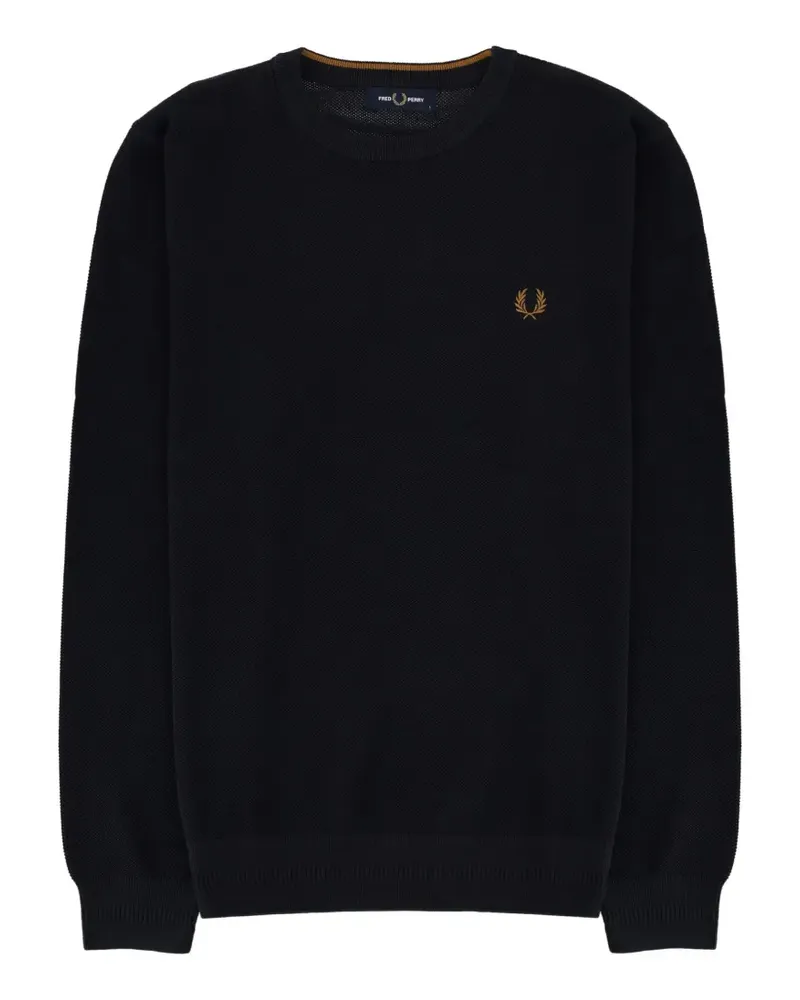 Fred Perry Sweatshirt mit Waffelstrick-Muster - Blau Blau