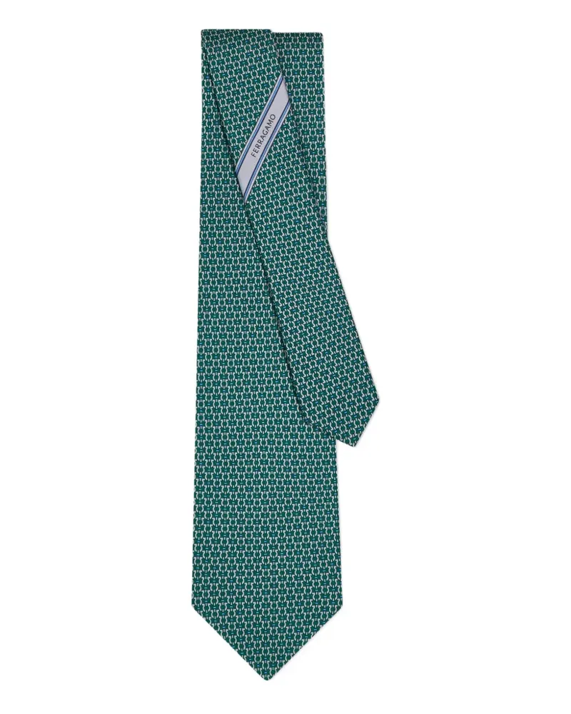 Ferragamo Seidenkrawatte mit Gancini-Print - Grün Grün