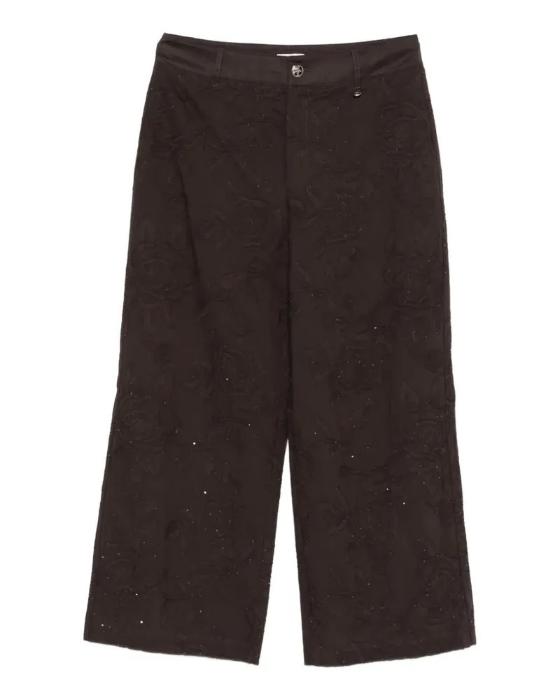 Liu Jo floral-embroidered trousers - Braun Braun