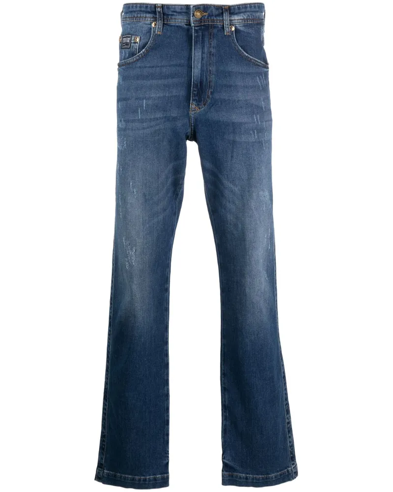 Versace Jeans Straight-Leg-Jeans mit Logo-Patch Blau