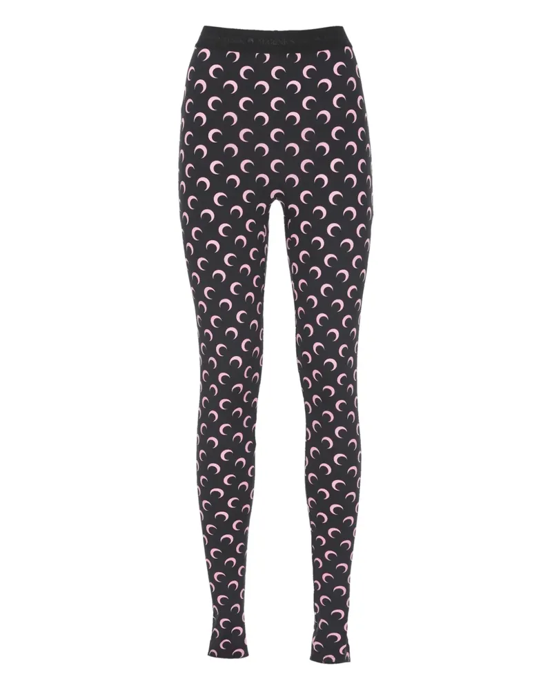 Marine Serre Fuseaux Leggings mit Mond-Print - Schwarz Schwarz