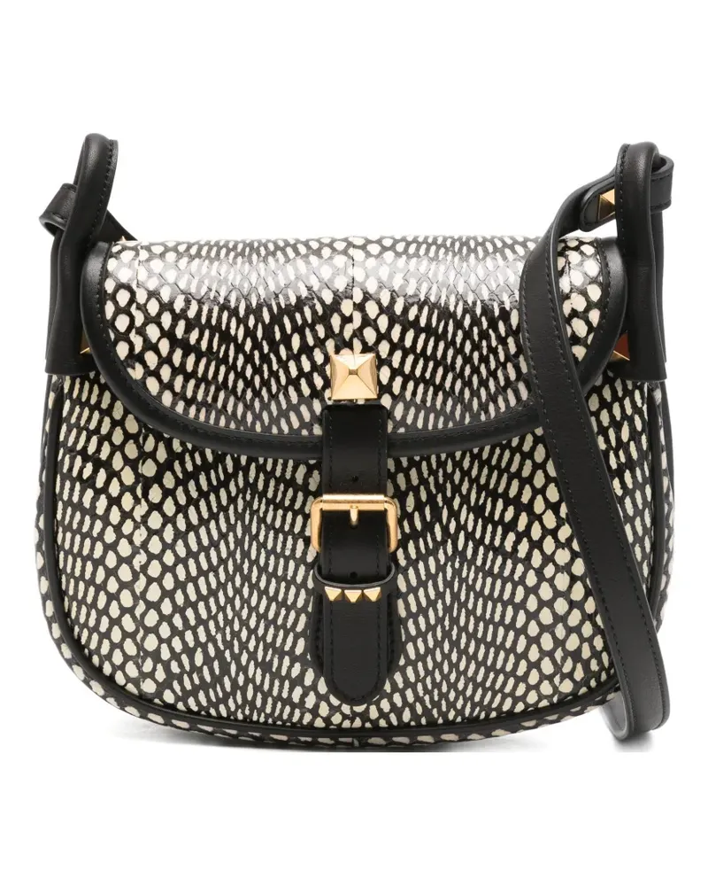 Valentino Garavani signature Rockstud embellishment animal-print cross body bag - Schwarz Schwarz