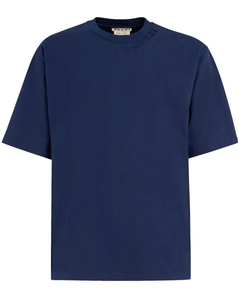 Marni T-Shirt mit Logo-Patch Blau