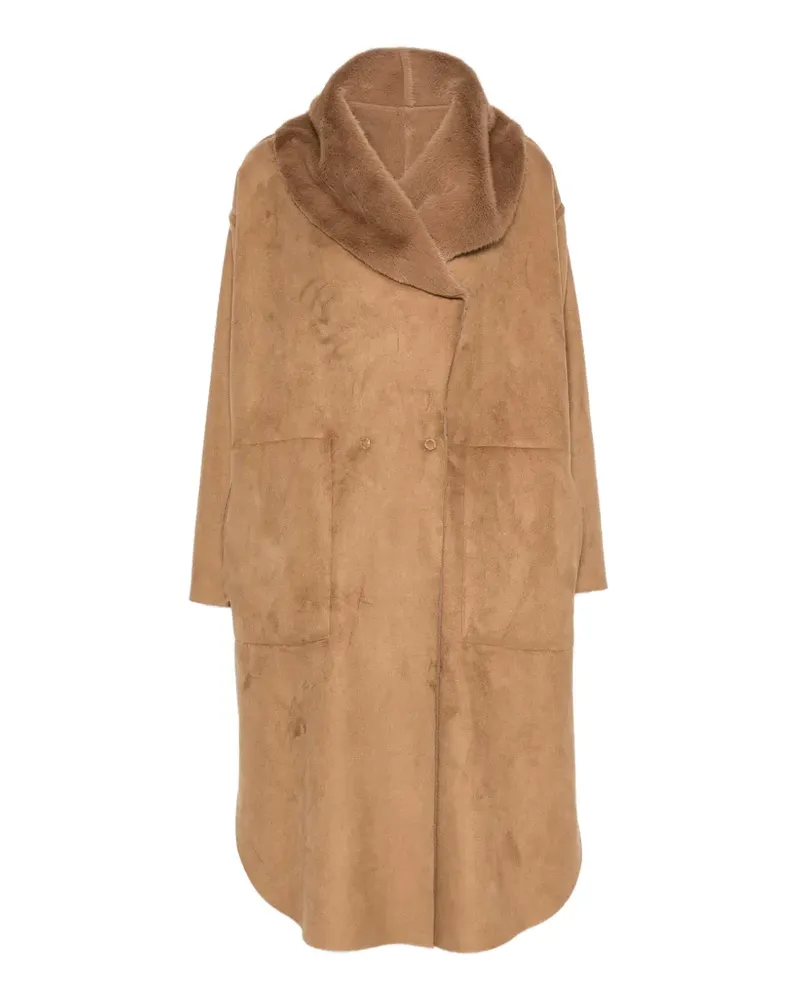 Collection Privée? Mantel aus Faux Shearling mit Oversized-Kragen - Braun Braun
