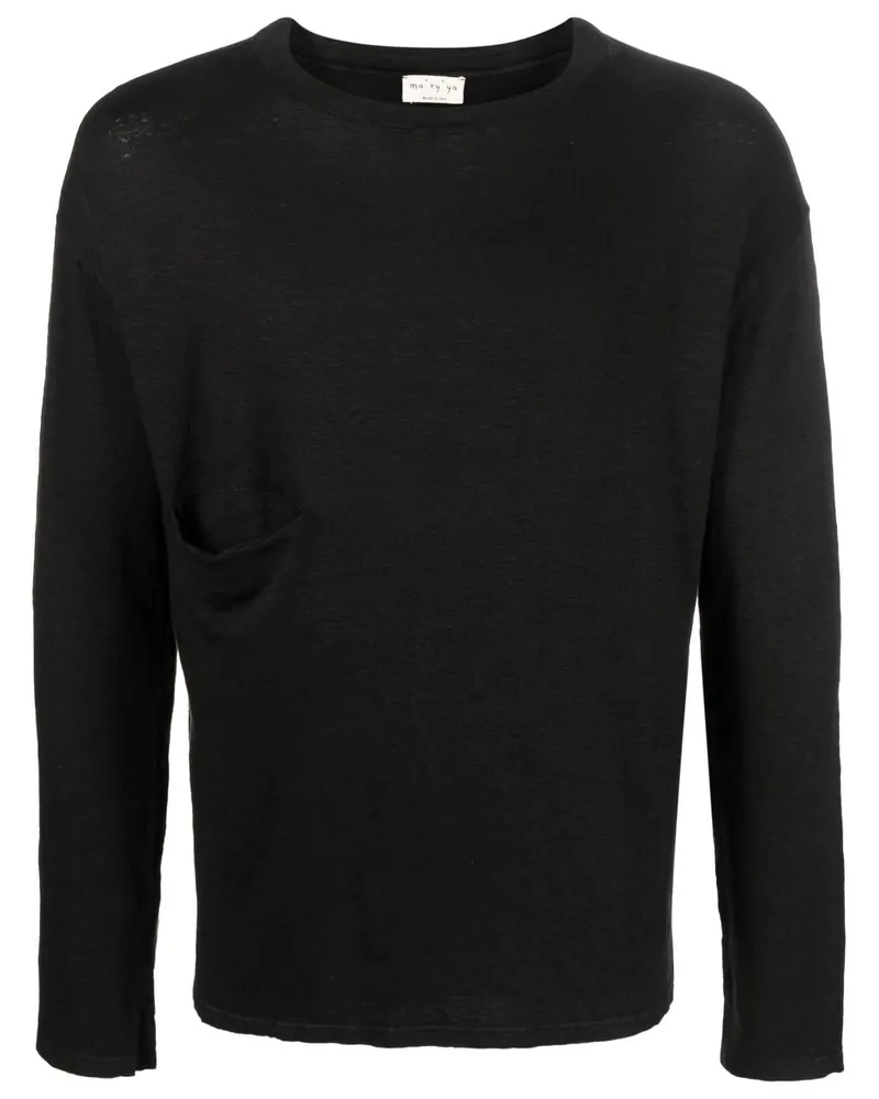 MA'RY'YA Langarmshirt aus Leinen - Schwarz Schwarz