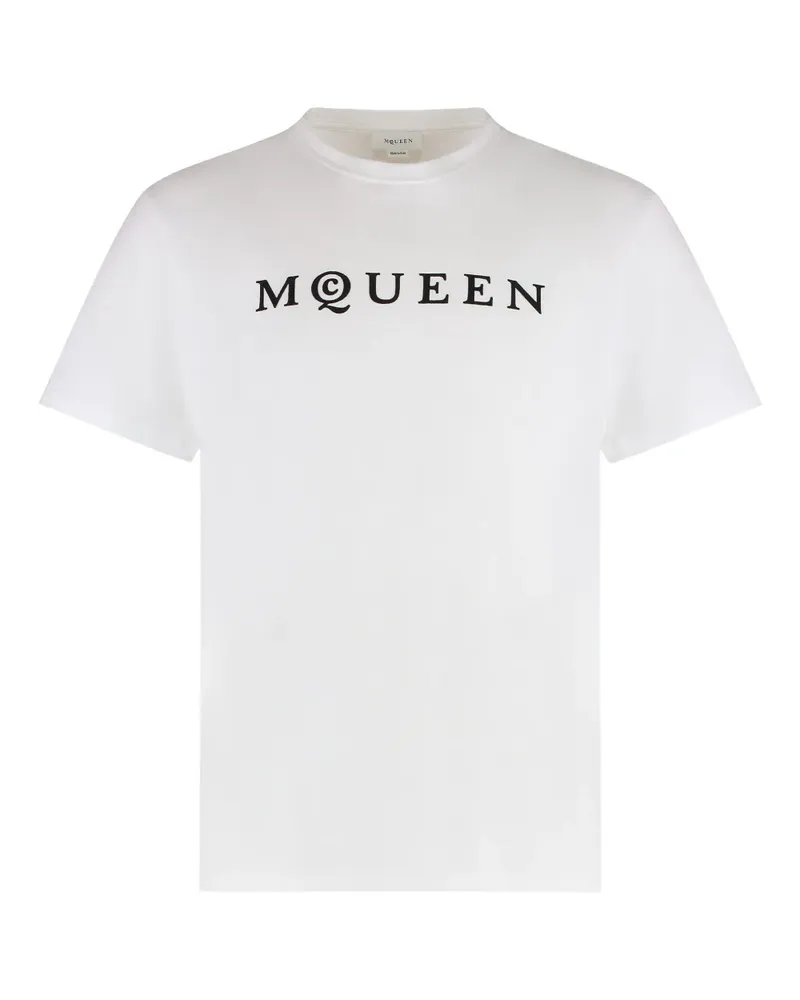 Alexander McQueen T-Shirt mit geflocktem Logo - Weiß Weiß