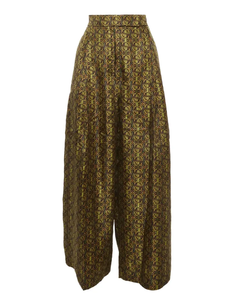 Max Mara Cropped-Palazzohose mit Print - Grün Grün