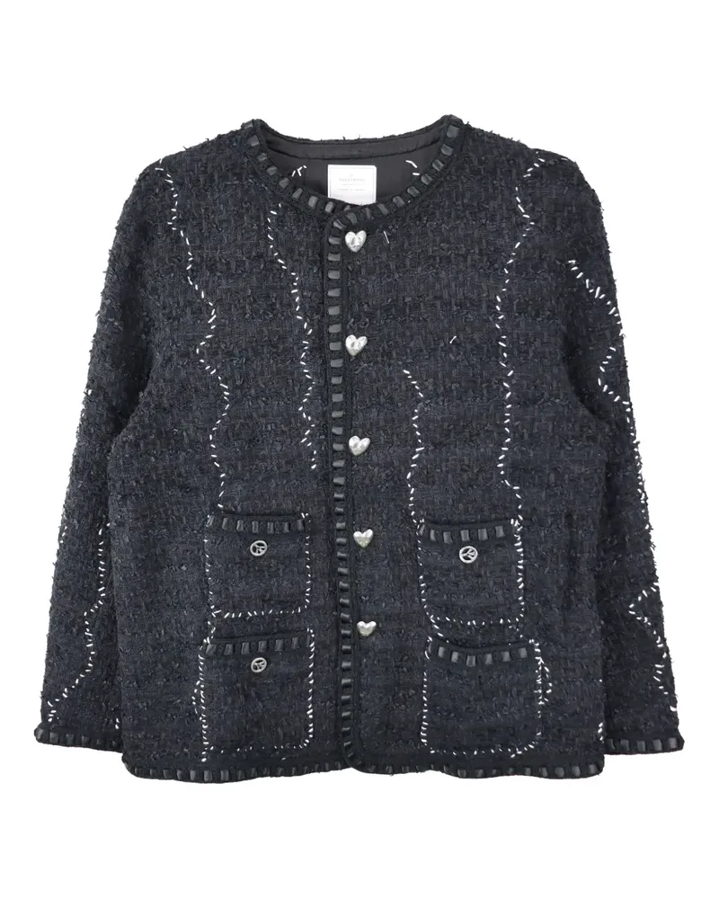 READYMADE Tweed-Jacke mit Herzknöpfen - Schwarz Schwarz