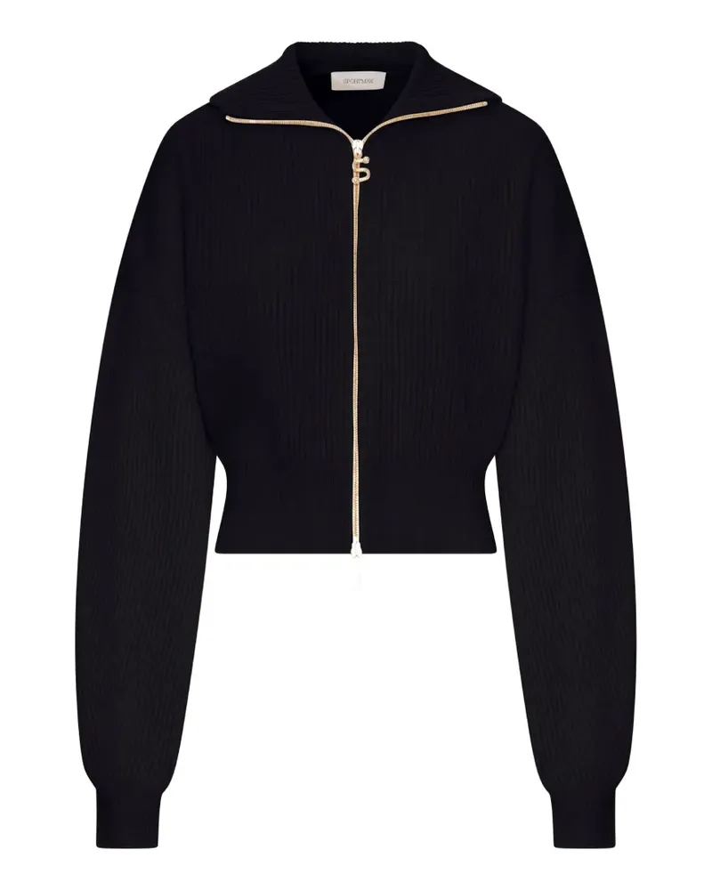 SPORTMAX ribbed-knit zip-up hoodie - Schwarz Schwarz