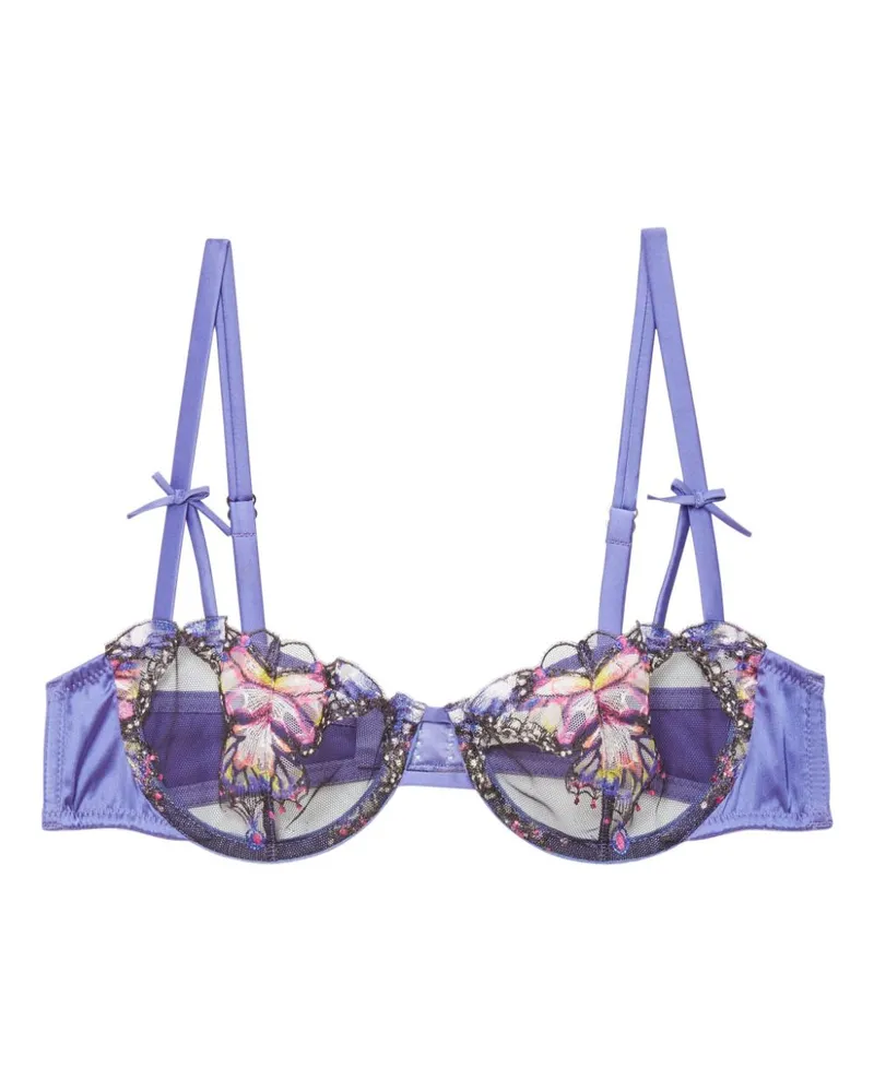 Fleur Du Mal Balconette-BH mit Schmetterling-Stickerei - Violett Violett