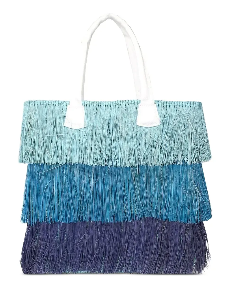 Sensi Studio fringed three-tone tote bag - Blau Blau