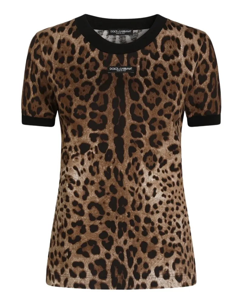 Dolce & Gabbana leo-print jersey t-shirt - Nude Nude